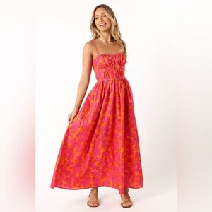 NWOT Kelani A-Line Midi Dress M - Orange & Pink